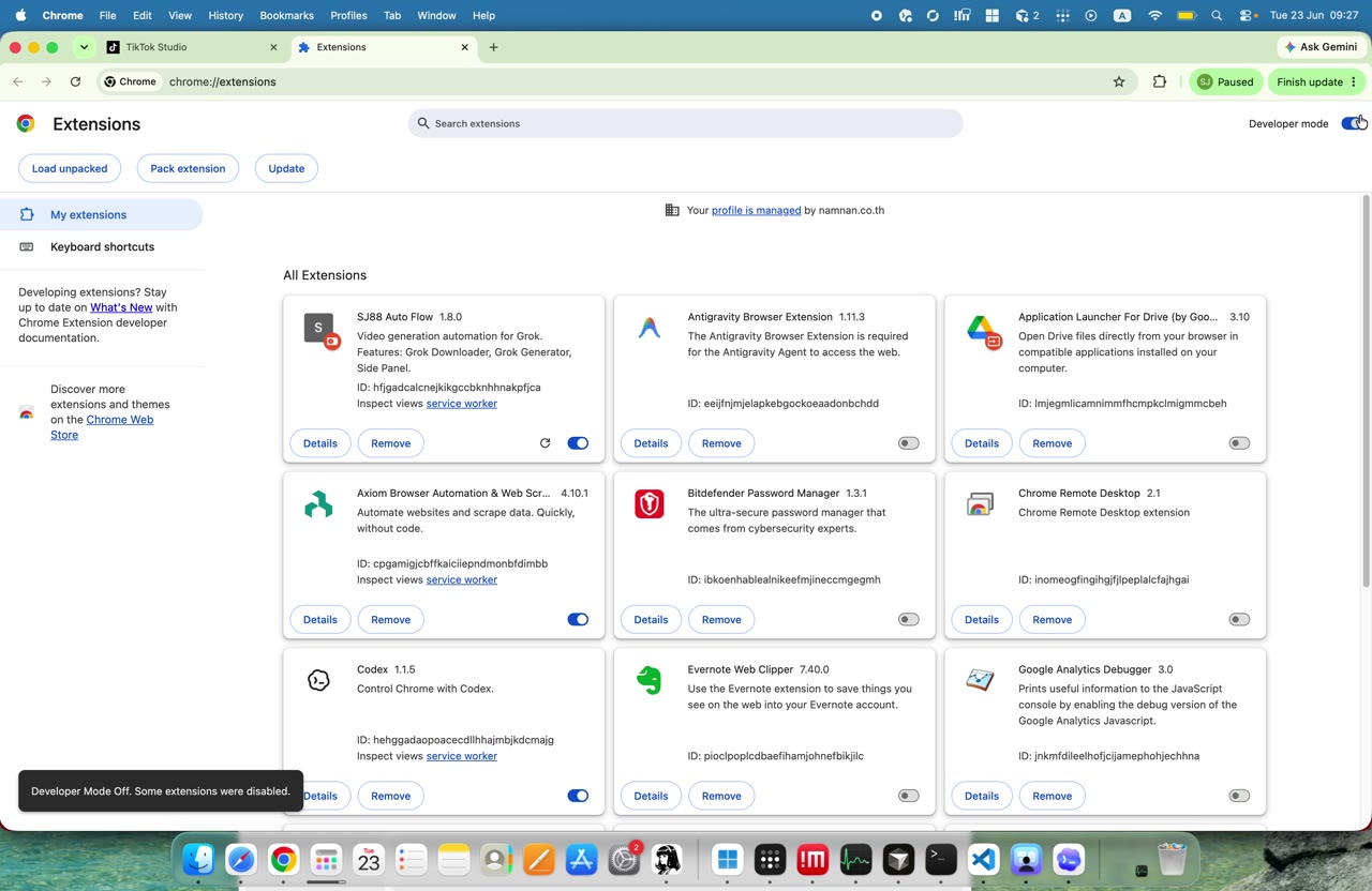 เปิด Manage Extensions